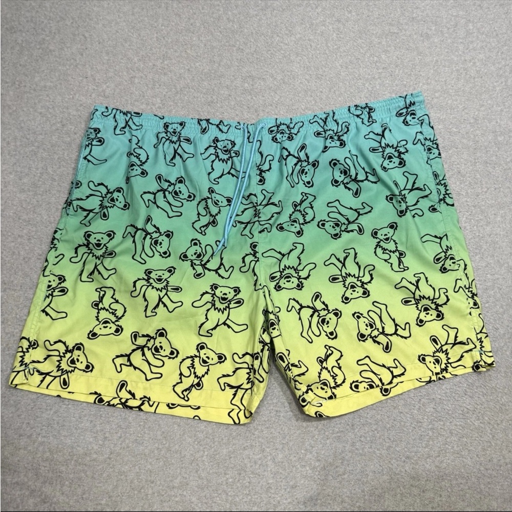 Grateful Dead Teal Dancing Bear Lined Swim Shorts